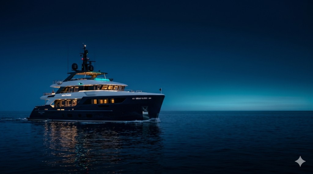 NEXUS – Superyacht at sea at night
